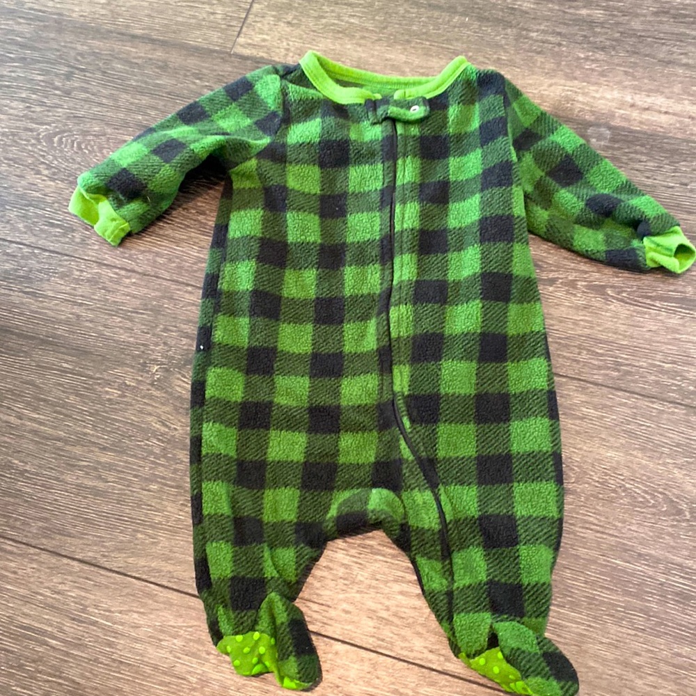 Green plaid fuzz pajama